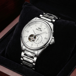 นาฬิกาผู้ชายสุดหรู ประดับเพชร หน้าปัดใหญ่ กระจกแซฟไฟร์ ระบบกลไก กันน้ำ สำหรับธุรกิจและงานทางการ  แบบอนาล็อก เรืองแสง แสดงวันที่ - Product Image 6