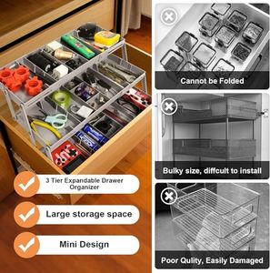 3 Tier <b>Drawer</b> Organizer Expandable Junk <b>Drawer</b> Organizer Multi Level Folding Smart <b>Drawer</b> Organizer for <b>Makeup</b> - Product Image 5