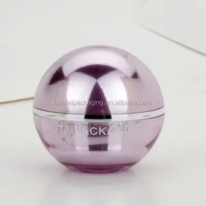 50ml pear white acrylic ball jar with silver line for serum, 50ml white color ball shape plastic Cosmetic Container