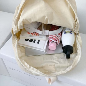 Minimalist Panelled Canvas <b>Backpack</b> Unisex Lightweight 20-37L Zipper Closure Soft Handle School - Product Image 5