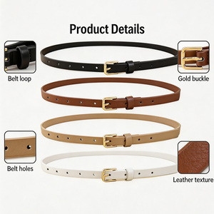 Ceintures fines pour femmes, lot de 4, personnalisées, pour jeans, robes, ceinture fine pour la taille, noir, beige, marron, blanc, pour tenue décontractée quotidienne, accessoires - Product Image 2