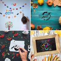 32 pochoirs d'Halloween réutilisables en PET de 5 pouces, modèles de peinture Citrouille, Sorcière, Crâne, Squelette, Fantôme, Chauve-souris pour enseignes en bois et loisirs créatifs DIY