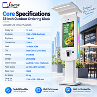 Kios Pemesanan Luar Ruangan untuk Toko Burger dengan Layar Sentuh 32 Inci 1500 Nits, Prosesor Intel Core i5, dan Casing Tahan Cuaca