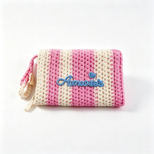Pochette zippée au crochet personnalisée, porte-monnaie tricoté, trousse de maquillage tissée à la main, petite pochette de rangement en tissu - Product Image 4