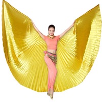 Ailes d'Isis dorées pour costume de danse orientale, cape argentée pour spectacles sur scène, bal d'Halloween, en polyester, taille élastique, sans manches