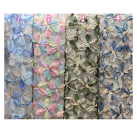 Tissu en dentelle 3D de luxe à fleurs, tissu brodé en maille colorée, tissu en dentelle brodée de fleurs pour jupes, robes et vêtements de créateurs