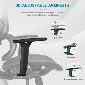 Silla ergonómica de malla con respaldo alto y marco gris nuevo para oficina con diseño moderno para oficina en casa Cadeira Escritorio - Product Image 5