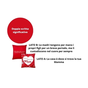 Cuscino decorativo rosso 40x40 cm Casa è dove è mamma Idea regalo per la mamma - Product Image 3