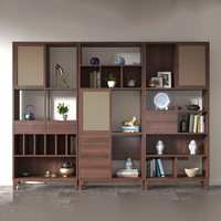 Bibliothèque en bois au design moderne personnalisé, portes en verre, meuble de rangement pour la maison, l'hôtel, le salon, unité de rangement, bibliothèque, étagère