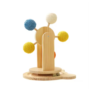 Nuevo Diseño, Rueda de la Fortuna Giratoria con 5 Bolas de Sisal Coloridas, Base Giratoria de Madera Maciza, Juguete Rascador Interactivo para Gatos - Product Image 6