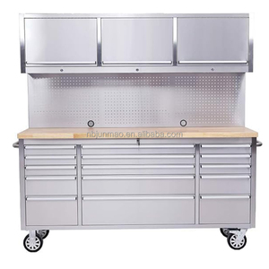 Banc de travail robuste en métal avec dessus en bois, armoire à outils, panneau perforé, tiroirs personnalisables, chariot à outils roulant, OEM OBM pour <span class=keywords><strong>garage</strong></span> - Product Image 3