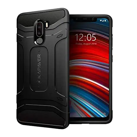 In Stock KAPAVER Rugged Drop Tested Solid Black Shock Proof Slim Armor Patent Design Back Cover Case for Xiaomi Poco F1
