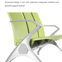 Siège de bureau commercial triple place en alliage d'aluminium avec accoudoirs et pieds, pour salon d'aéroport, dossier standard export