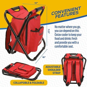 Sgabello Pieghevole Isolato per Esterni con Borsa Termica per Pesca, Campeggio, Picnic, Sedia da Spiaggia Pieghevole con Zaino Refrigerante - Product Image 5
