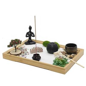 Kit de jardin zen japonais <span class=keywords><strong>en</strong></span> gros pour bureau, mini accessoires de bureau zen, plateau de méditation <span class=keywords><strong>en</strong></span> <span class=keywords><strong>bois</strong></span> artisanal, cadeau de mariage - Product Image 2
