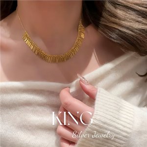 Collier à pampilles en argent King Silver Jewelry, argent sterling S925 plaqué or, pour les occasions spéciales, la mode et les loisirs - Product Image 4