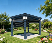 Pavillon à lames orientables intelligent en alliage d'aluminium, télécommandé, protection solaire, imperméable, résistant au vent et au feu