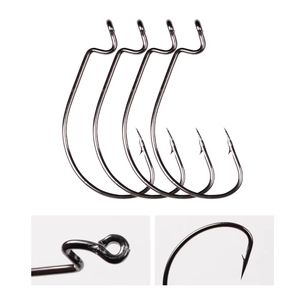 LUSHAZER 100 hameçons de pêche en acier au carbone, jig crank, hameçon gros basse, tête de jig en plomb, hameçon à ardillon pour leurres souples - Product Image 4