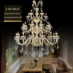 Nouveau design chaîne européenne salon Led pendentif 3 couches argent Cristal lustre en verre - Product Image 1