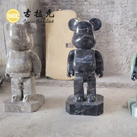 Ours brutal ornements taille marbre pierre marbre Statues ameublement personnalisé maison sur mesure taille moderne 3 ans naturel JS-01