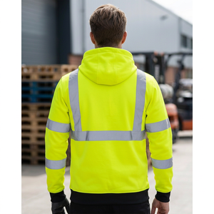 Sudadera de Trabajo Reflectante Amarilla de Alta Visibilidad para Hombre, Chaqueta de Seguridad con Capucha y Cierre Frontal - Product Image 2
