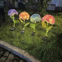 Lampe solaire LED en forme de fleur d'hortensia YH pour décoration de jardin extérieur, indice de protection IP65, alimentation DC 6V, télécommande, éclairage multicolore détachable