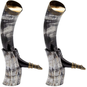 Cuerno de Bebedero de Cuerno de Búfalo Natural Estilo Vikingo Hecho a Mano de Alta Calidad y Duradero con Soporte, Logotipo Personalizable, Regalo Empresarial - Product Image 1