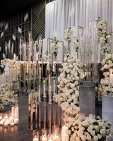 Vente en gros, chandelier 9 bougies en verre pour événement, candélabres en cristal hauts, décoration de table de mariage