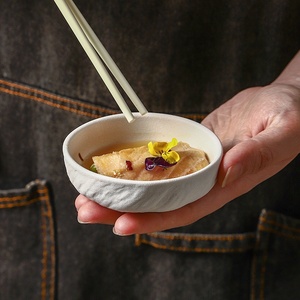 Juego de Platos Redondos de Cerámica para Salsas, Color Blanco y Negro con Textura de <span class=keywords><strong>Roca</strong></span>, <span class=keywords><strong>Plato</strong></span> de Servicio para Restaurantes para Servir Salsas de Aperitivos - Product Image 3