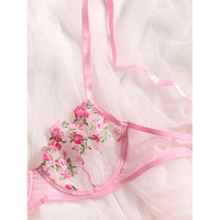 String transparent en dentelle sexy pour femmes, lingerie érotique, soutien-gorge et culotte en dentelle, ensemble de sous-vêtements