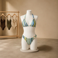 Ensemble de bikini ajustable à coutures zig-zag en tissu recyclé avec fermetures dorées pour femme – Fabricant de maillots de bain