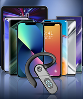 V28 Earbud gantung bisnis tunggal, tampilan Digital Stereo tanpa kontrol suara LED konduksi tulang untuk visibilitas lebih baik