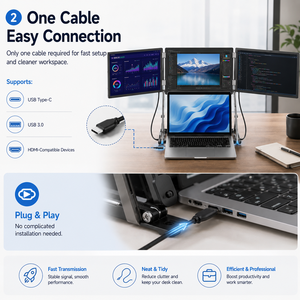 Écran portable triple pliable FHD IPS pour ordinateur portable, extension d'écran pour le travail à distance et le bureau - Product Image 4