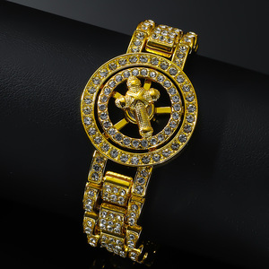 Nuevo Diseño Único Personalizado Creativo Hiphop Cadena de Reloj Giratoria Pulsera Cruzada de Aleación para Hombre Joyería al por Mayor - Product Image 1