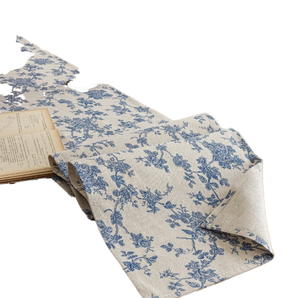 Customized Indian Vintage Blue Floral Rose Print Linen Picnic <b>Tablecloth</b> OEM ODM Low MOQ Wholesale Direct Factory - Product Image 1