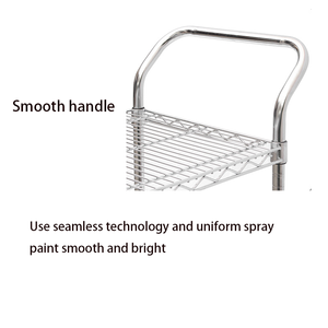 Chariot réglable à 3 niveaux avec poignée à double sangle Chariot robuste en métal chromé avec étagère en fil de <span class=keywords><strong>chrome</strong></span> - Product Image 4