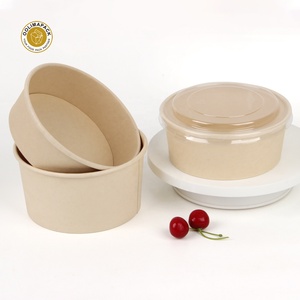 Dùng Một Lần Sinh Thái Thân Thiện 500Ml-1300Ml Giấy Tre Sợi Salad Bowl <span class=keywords><strong>Container</strong></span> Với PLA Nắp - Product Image 1