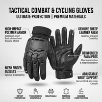 Gants de moto en cuir thermiques d'hiver, coupe-vent, à doigts complets, avec protection rigide des articulations, fermeture à bouton, broderie personnalisée