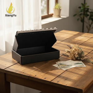 Boîte d'expédition en carton ondulé noir 42*32*9cm <span class=keywords><strong>avec</strong></span> logo personnalisé, bande adhésive à fermeture éclair, pour e-commerce, auto-adhésive, vente en gros - Product Image 1