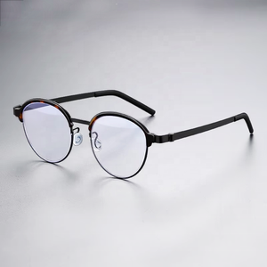 超軽量アンチブルーライトチタン眼鏡フレームレトロ近視メガネ固体卸売9825深センデザイン - Product Image 1