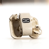 Écouteurs sans fil confortables à clipser et semi-intra-auriculaires pour couple (deux paires) avec affichage de la batterie et design texturé en cuir