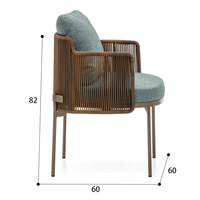 Ensemble de table à manger d'extérieur moderne en aluminium avec coussin résistant aux intempéries, mobilier de patio pour villa
