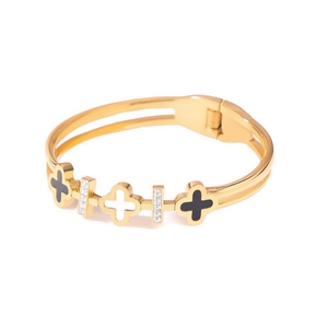 Pulsera de Acero Inoxidable Chapada en Oro de 22k con Cristales de Estrás, Joyería Minimalista de Cadena Fina para Uso Diario Unisex - Product Image 1