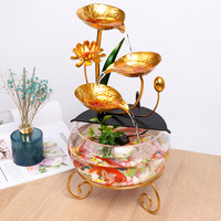 Décor à la maison fontaine d'eau de table intérieur avec aquarium richesse coulant bureau feuille de Lotus fontaine de Relaxation aquarium
