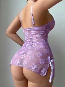 Conjunto de lencería sexy de encaje transparente para mujer, Pijama sin tirantes y sin espalda, ropa interior sexual surtida - Product Image 2