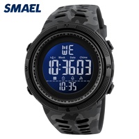 Montre de sport pour homme SMAEL 1915MC, bracelet camouflage, affichage LED lumineux, alarme numérique, chronographe, résistance à l'eau 50 bars