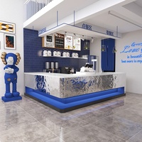 Design moderne du comptoir dans un magasin de thé au lait Petite vitrine de comptoir de café en acier inoxydable pour magasin de thé à bulles