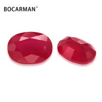 Vente en gros de pierres précieuses simulées de la marque BOCARMAN, rubis ovales polis à changement de couleur, cultivés en laboratoire, opaques, de taille standard