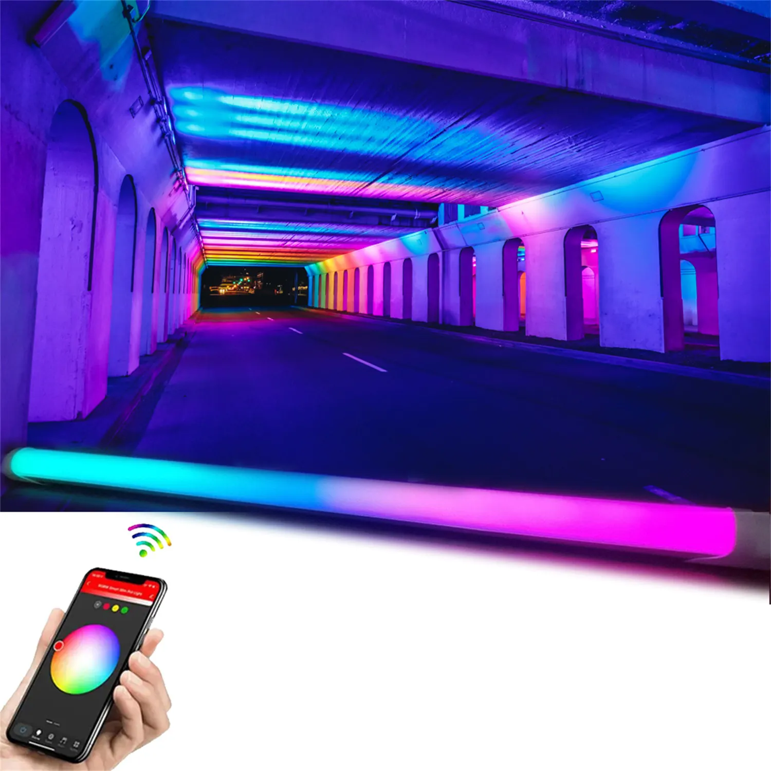 Lampu RGB smart WIFI APP, tiga anti cahaya kendali jarak jauh dimmable warna-warni led linear lampu tahan tiga 12V 20W tabung lampu sekitar