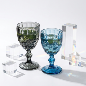 Elegant 8-9 oz Capacity Drinkware Vintage Embossed Reusable <b>Wine</b> Glass <b>Goblets</b> for Wedding & Subscription Box Gifts - Product Image 1